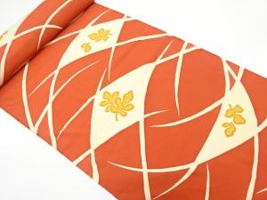 アンティーク　ろうけつ染め　芝草に木の葉模様　羽尺反物